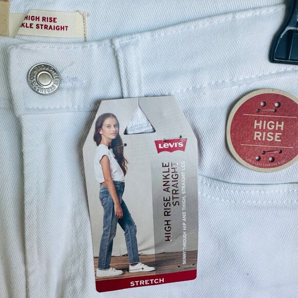 ❤️❤️❤️High Rise Straight Ankle Big Girls Jeans Youth Sz 16 White Stretch Modern - Picture 5 of 7